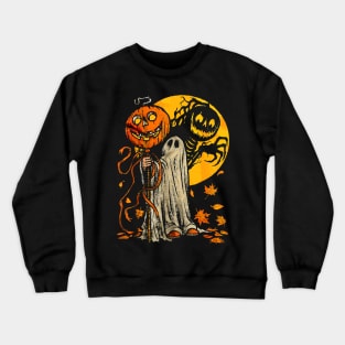 Funny Halloween Pumpkin Ghost Costume Autumn Leaves Cute Crewneck Sweatshirt